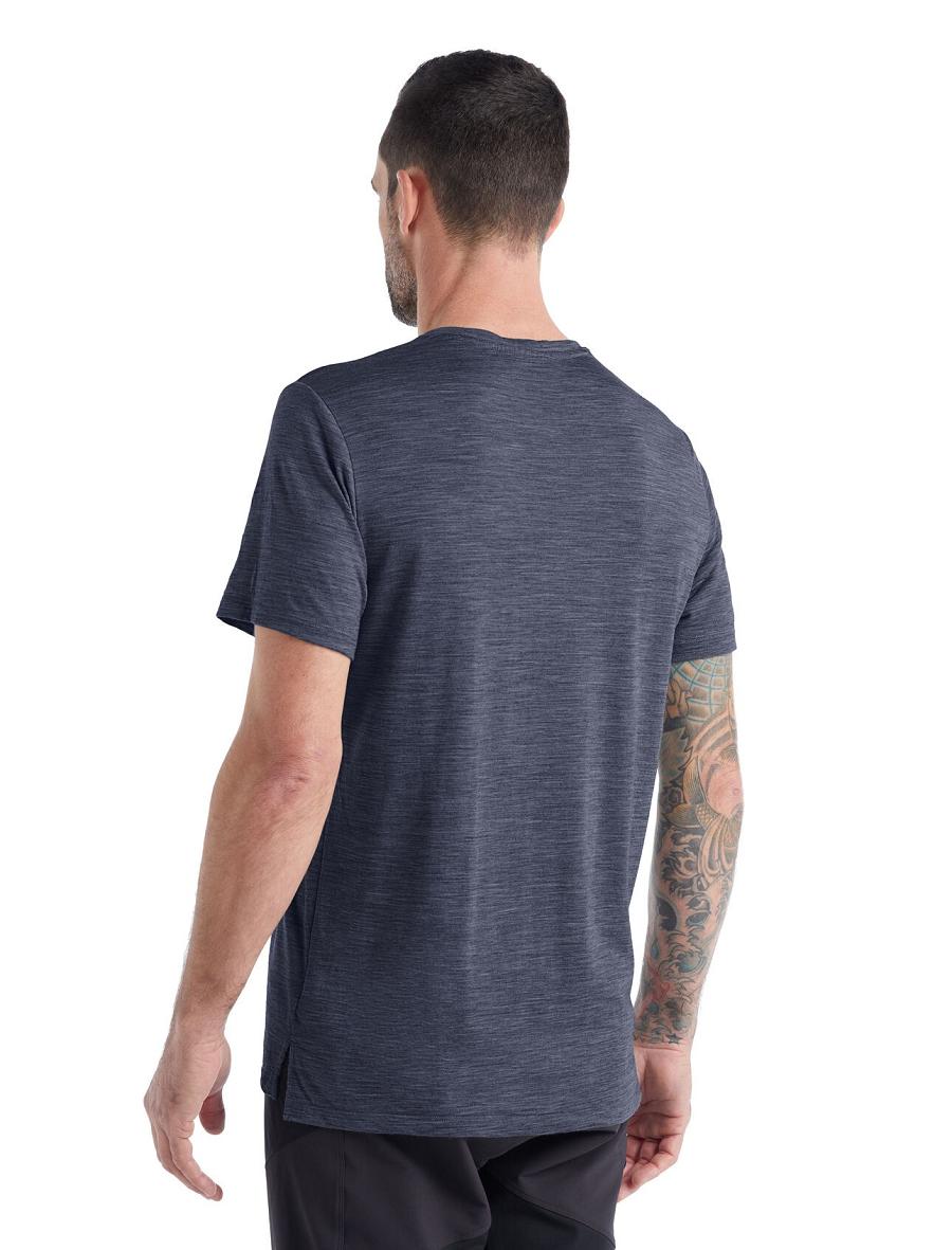 Midnight Heather Men's Icebreaker Merino Sphere II Short Sleeve T Shirts | USA 1153UZGT